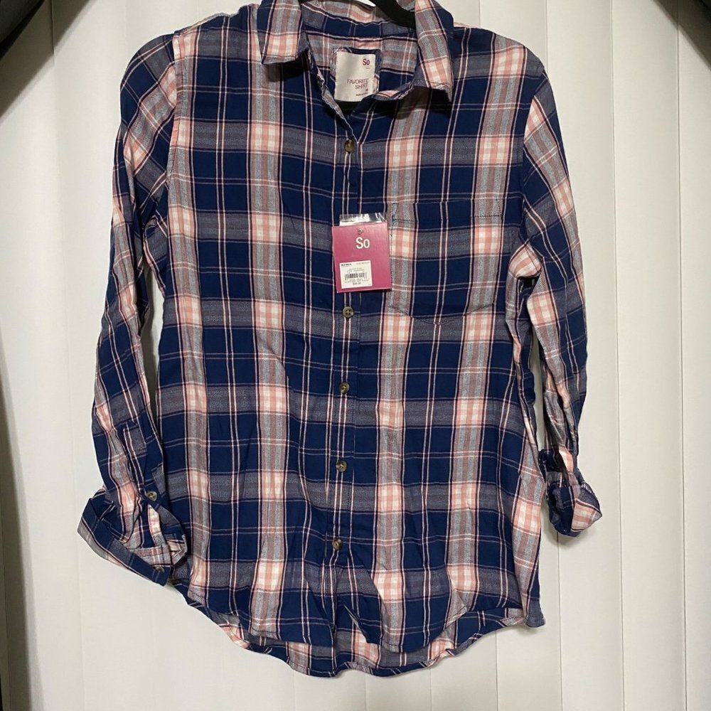 SO PLAID button up SHIRT, 1 front pocket
